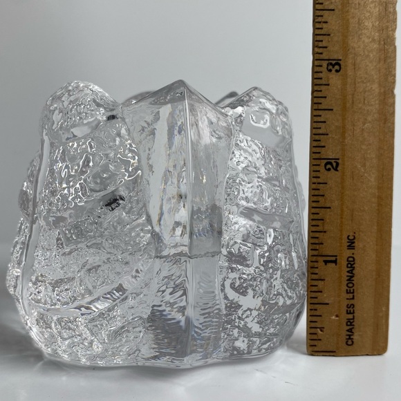 Orrefors Sweden Crystal Tri-Leaf Votive Candle Holder  2.25” T X 3.25” Nature - Picture 9 of 16